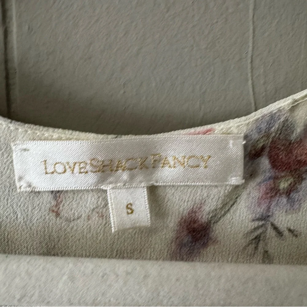 LoveShackFancy Floral Cora Silk Mini Dress Size SM Cream Coquette Feminine Sheer - Picture 5 of 14